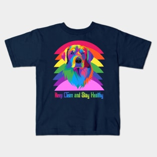 Colorful dog Keep Clean and Keep Health Kids T-Shirt